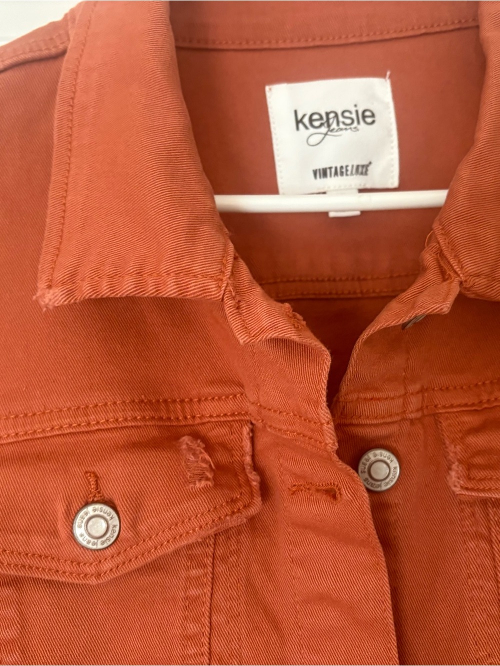 Kensie Rust Orange Denim Jean Jacket - Picture 7 of 8